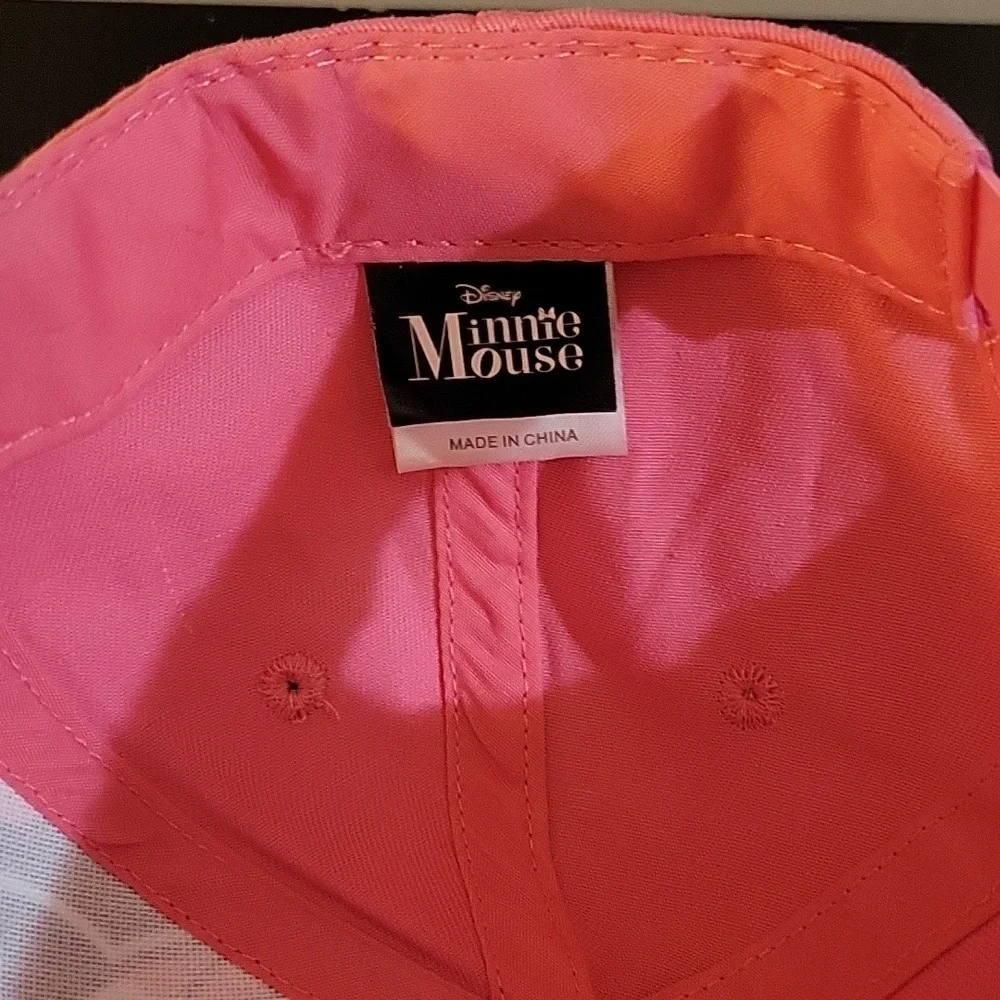 Disney Minnie Mouse Hat Cap Pink Snap Back Girls Full Logo Adjustable